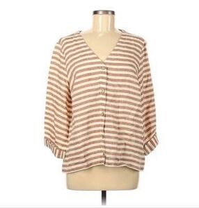 Rachel Zoe Stripped Linen Blouse Medium
